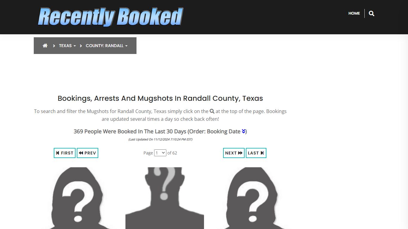 Bookings, Arrests and Mugshots in Randall County, Texas - Recently Booked