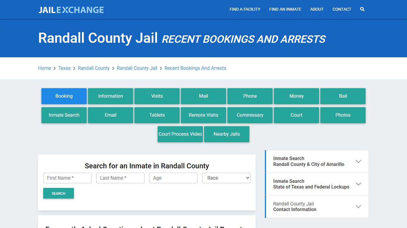 Randall County Jail Recent Bookings And Arrests - Jail Exchange