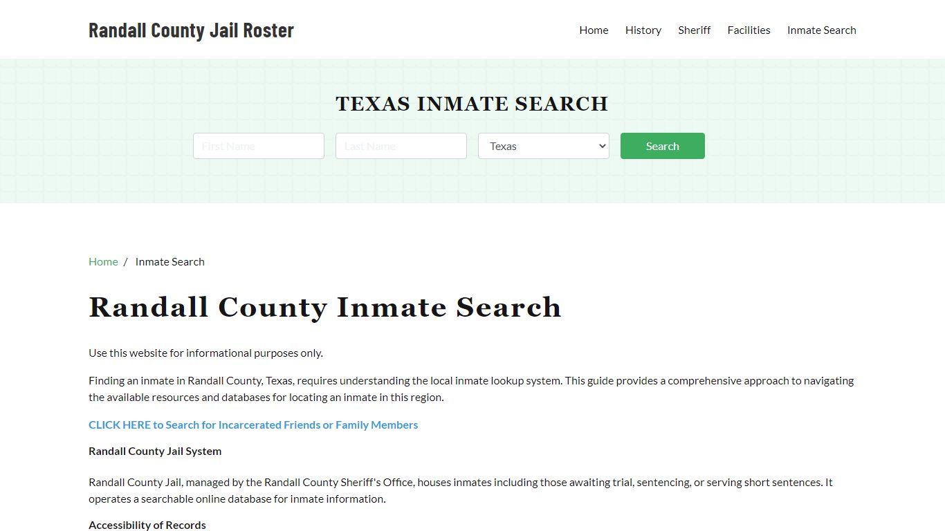 Randall County, TX Detainee Lookup